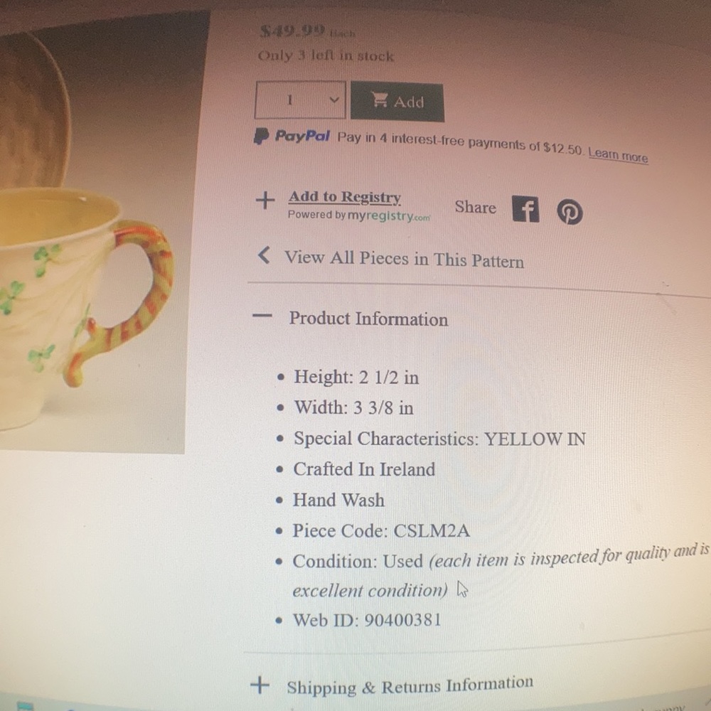 HOST PICK😀Belleek fine porcelain tea cup and saucer set of two - Picture 7 of 9